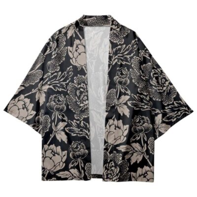 Black and Gray Flowers Kimono Black and Gray Flowers Kimono