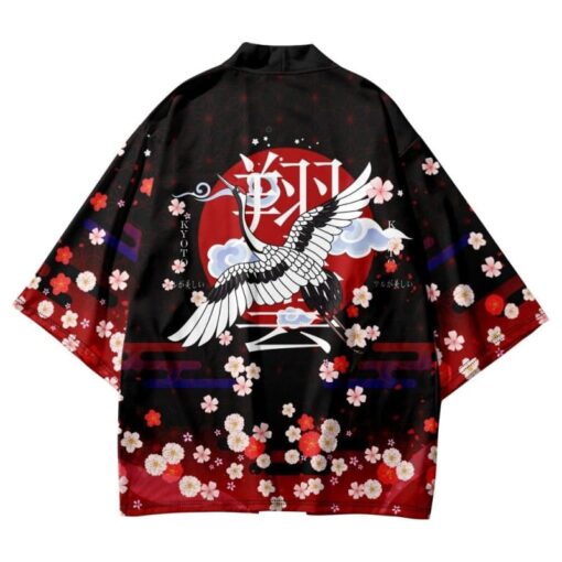 Crane Floral Kimono