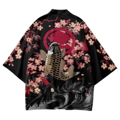 Koi Fish with Cherry Blossoms Kimono Koi Fish with Cherry Blossoms Kimono