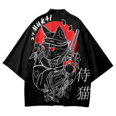 Samurai Cat Art Kimono Samurai Cat Art Kimono
