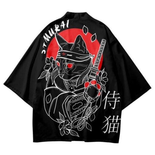 Samurai Cat Art Kimono
